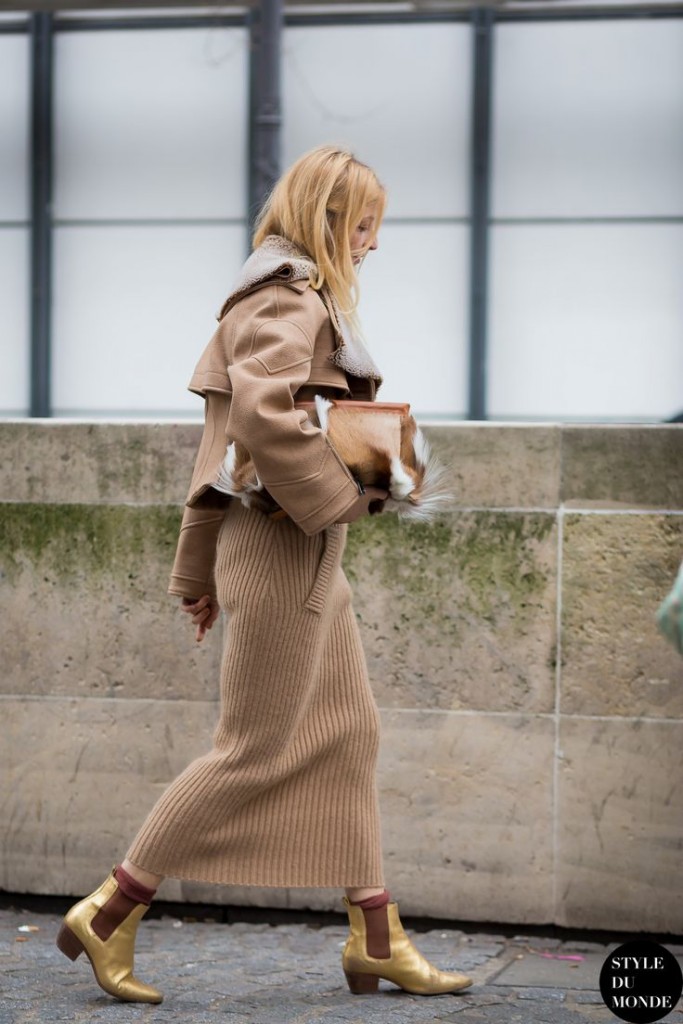 Ada Kokosar, monochrome, look, outfit, street style, beige, automne, manteau