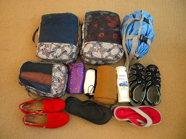 planification, voyage, backpack, vêtements, efficace, rangement
