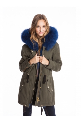 Manteau d'hiver, look, fashion, mode hivernale, bleu, fourrure, kaki 
