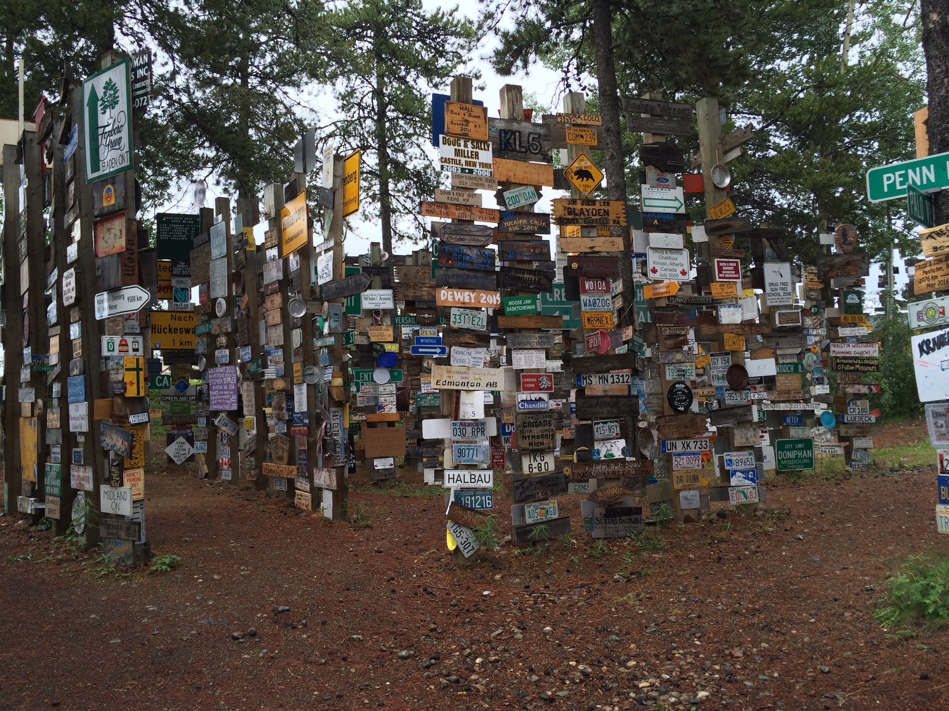 sign post, forest, watson lake, yukon