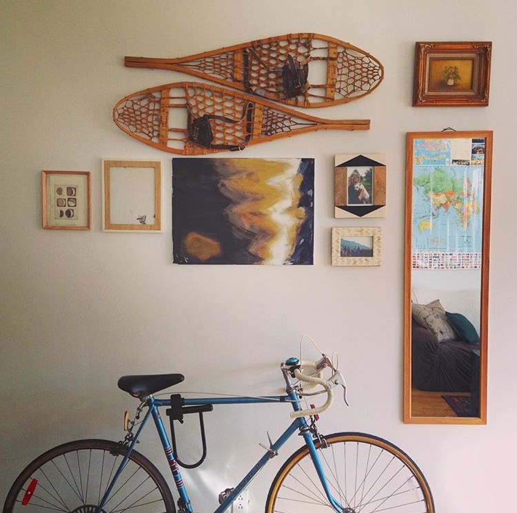 vélo, appartement, raquettes