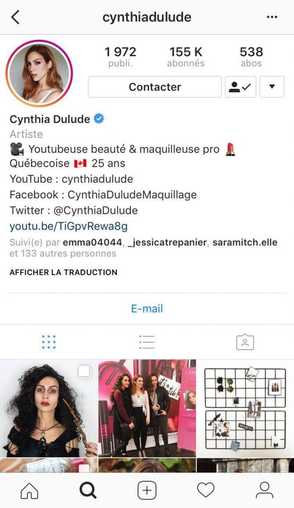 Cynthia Dulude, Instagram, profil, beauté