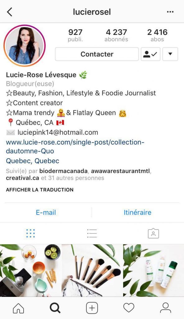 Lucie-Rose Lévesque, Instagram, profil, beauté