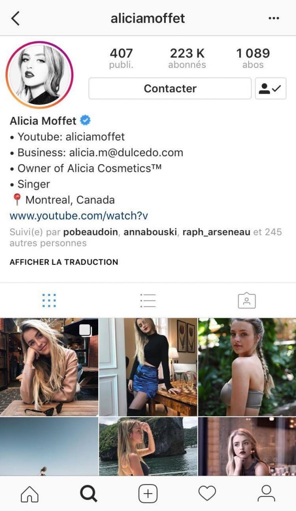Alicia Moffet, Instagram, profil, beauté