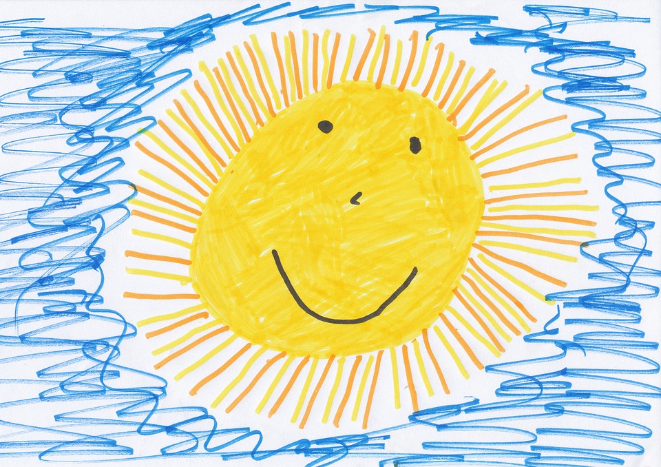 enfant, soleil, dessin