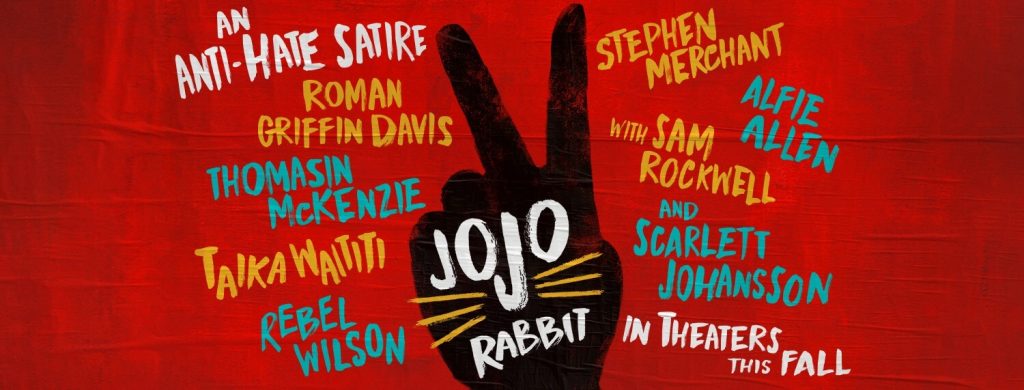 affiche film jojo rabbit avec le noms des acteurs 