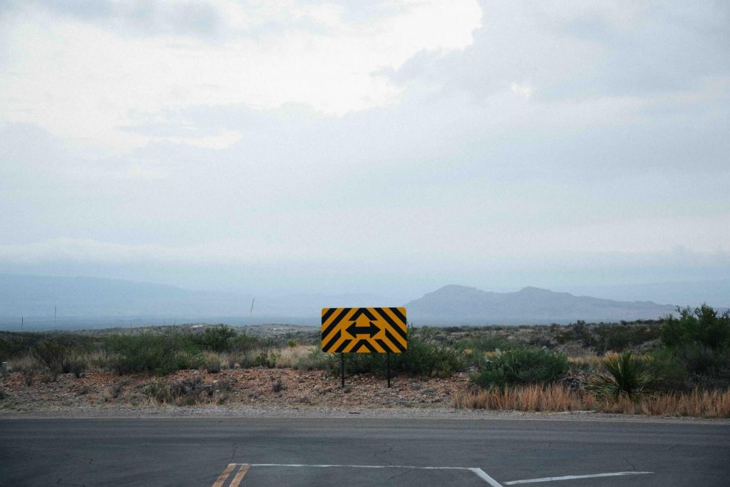 chemin, pancarte, signe, route, décision