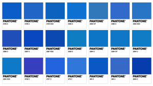 couleur pantone, bleu, différentes teintes